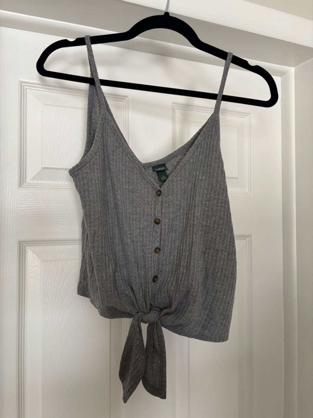 wild fable Gray Ribbed Tie-Front Camisole